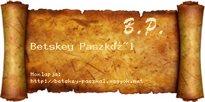 Betskey Paszkál névjegykártya